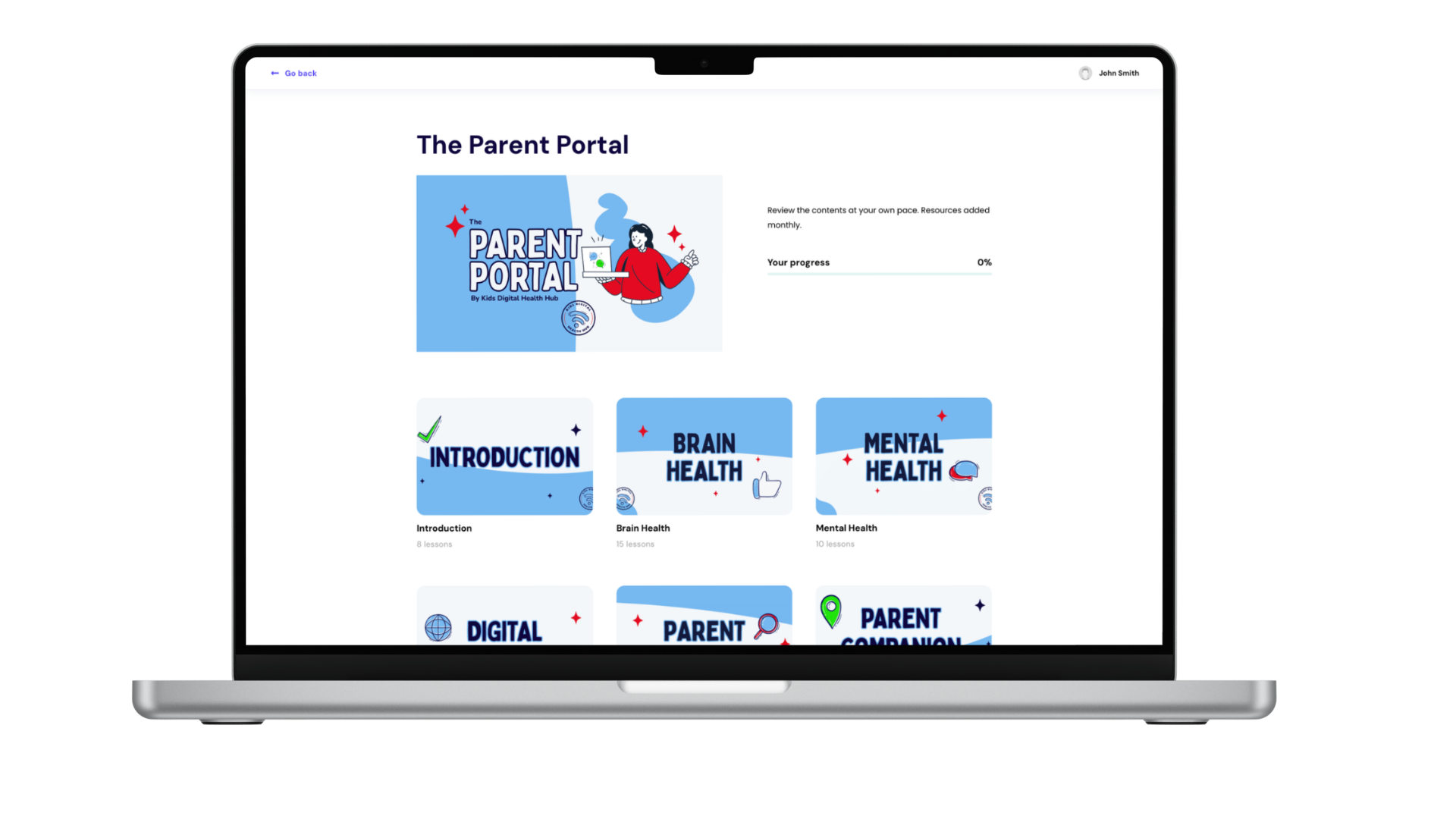 Parent Portal - Kids Digital Health Hub - Mock Up