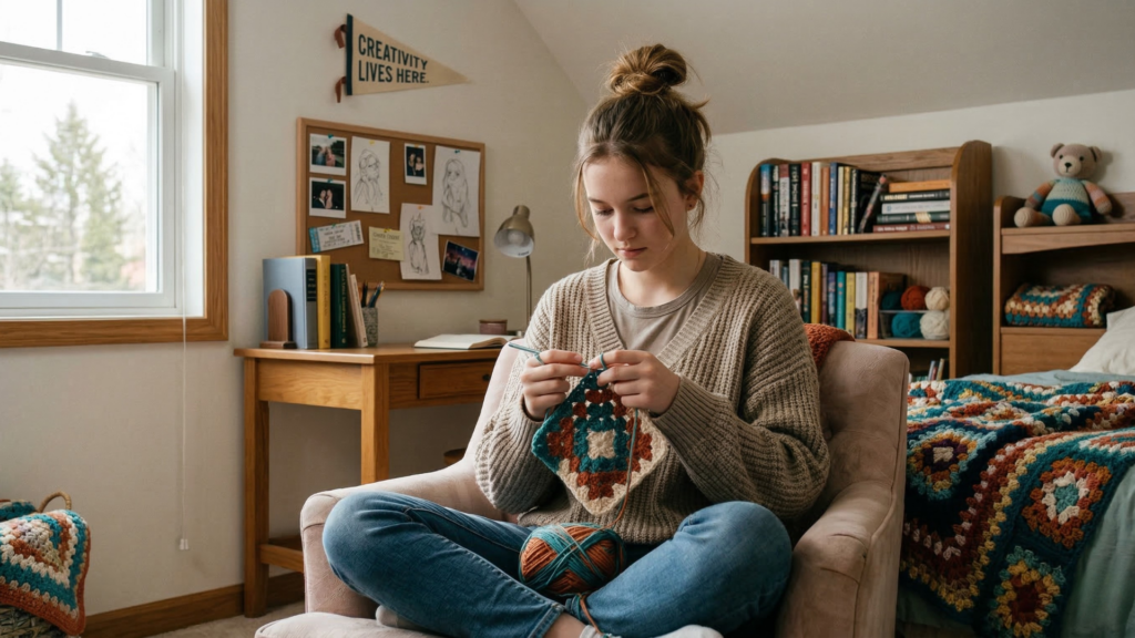 screen-free-hobbies knitting